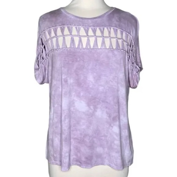 American Eagle Lavender Open Weave Tie-Dye Women's Top - Picture 4 of 4
